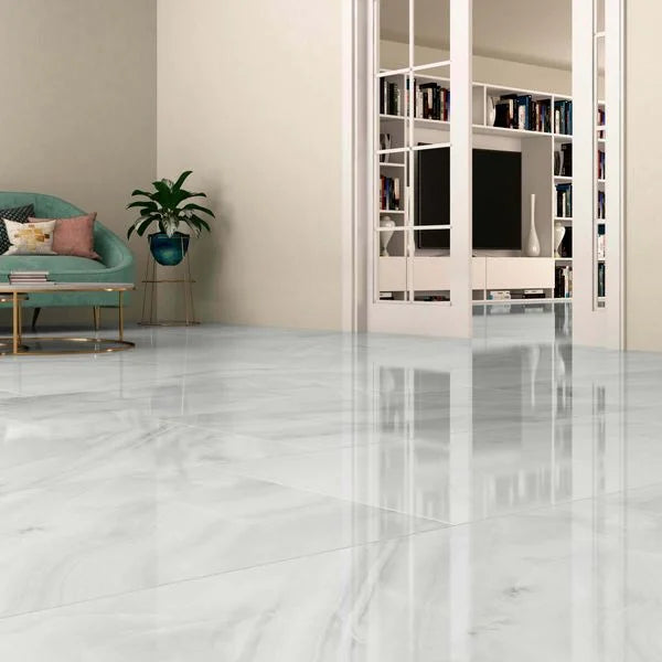 Rodas White 60x120cm Rectangular Polished Gloss Porcelain Wall & Floor Tile