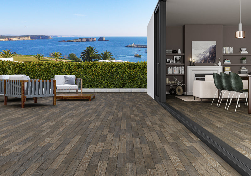 Ancona Chevron Chocolate Wood Effect Tile