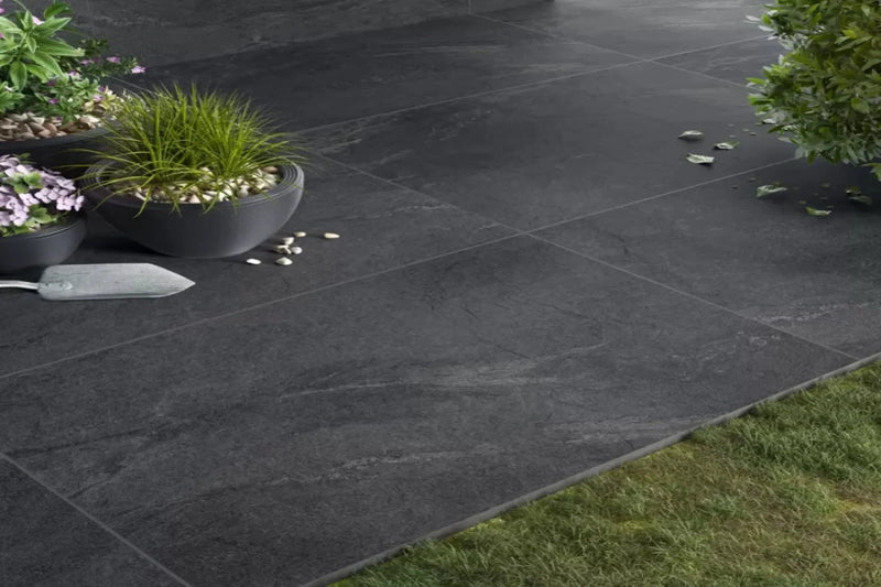 Anthracite Black Porcelain Paving Tiles - 900x600mm - 20mm