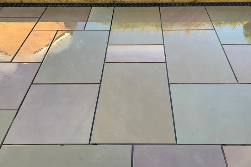 Raj Green Sawn & Honed Indian Sandstone - Patio Pack - 22mm Calibrated - Paving Slabs