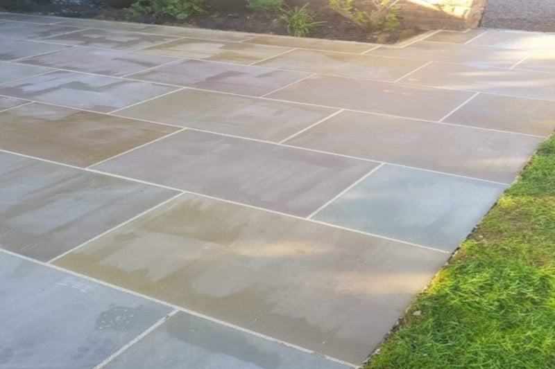 Raj Green Sawn & Honed Indian Sandstone - 900x600mm - 22mm Calibrated - Paving Slabs