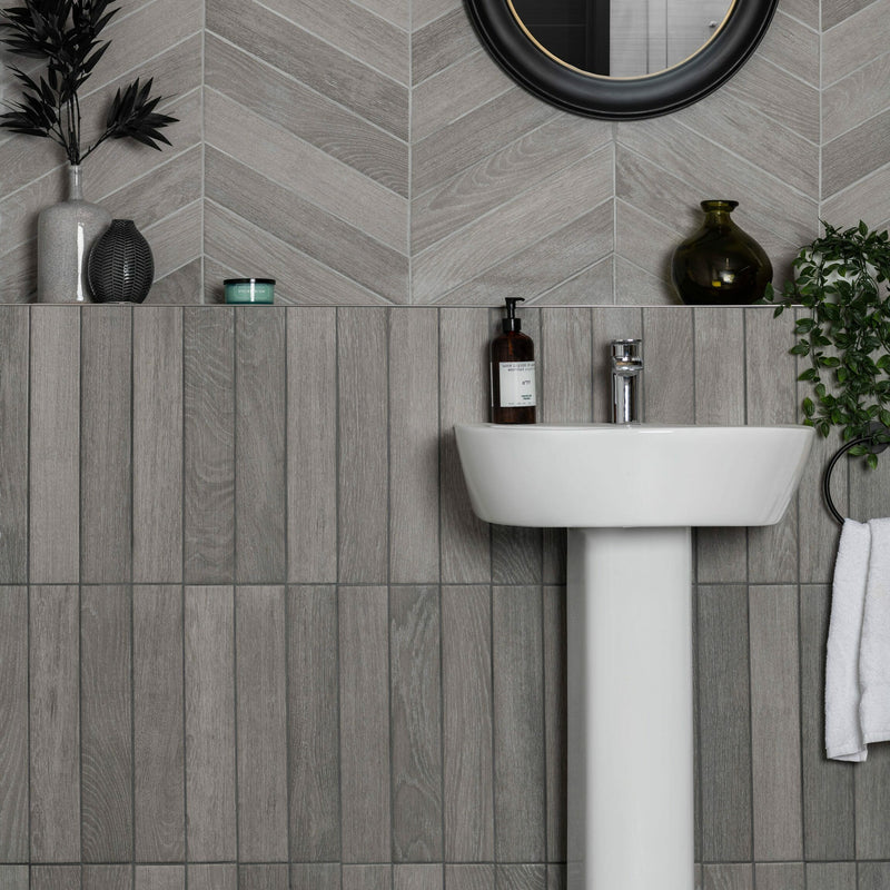 Ancona Grey Wood Effect Tile