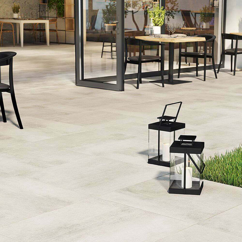 Grava White Concrete Effect Porcelain - 590x590mm - 20mm