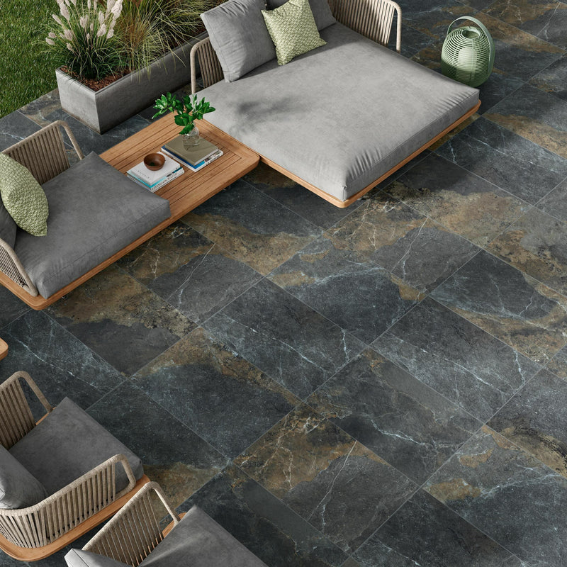 Strato Natural Rustic Black Slate Effect Matt 120x60cm Slabs